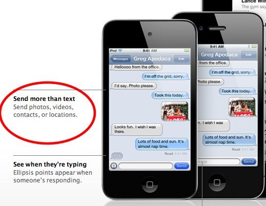iMessage texts appear blue