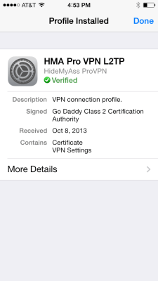 Set Up iPhone HMA VPN