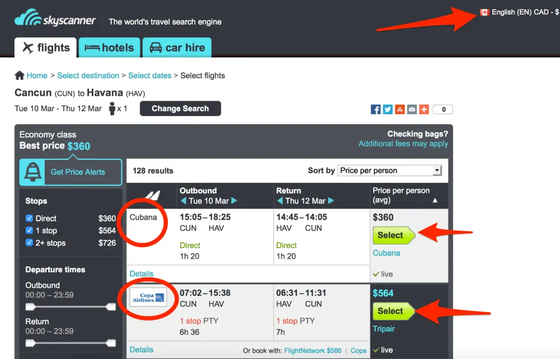 Cheap flights from C