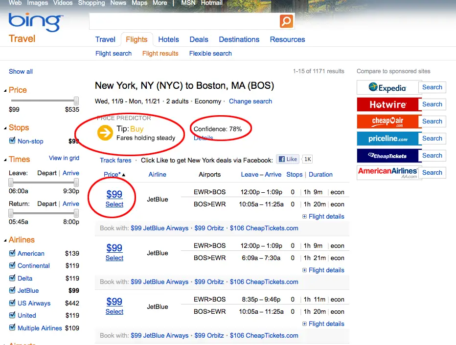 Bing Flight Predictor 