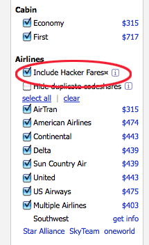 Kayak Hacker Fares