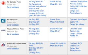 Airline Legroom Chart