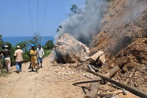Haitian road block