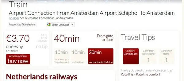 Connection details Train from Amsterdam Airport Schiphol  AMS to Amsterdam  CityHook