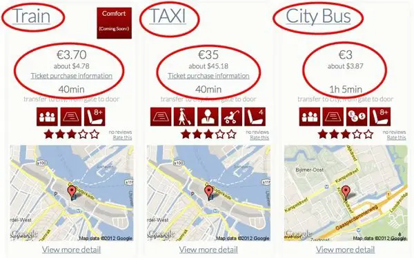 how much does uber cost from amsterdam airport to city center