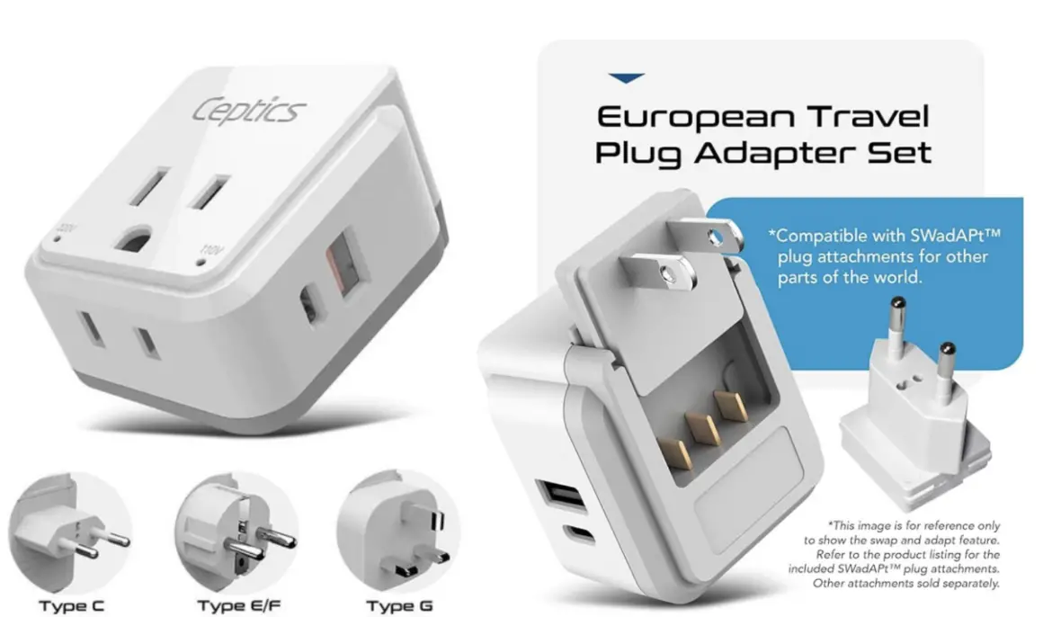 European Compact Travel Adapter  Type E & F Plug Adapter – Ceptics